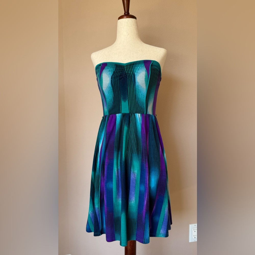 Xhilaration Strapless Dress in Blue and Purple